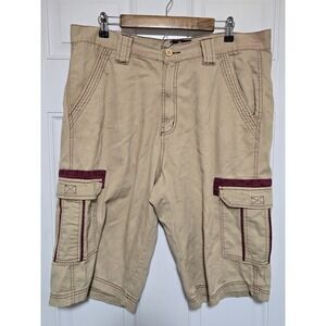 Red Ape Mens Cargo Shorts‎ Sz 38 Tan Khaki Y2K Baggy